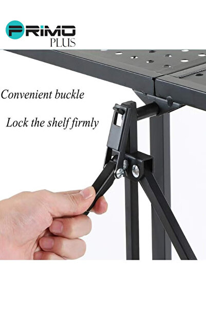 Primo Plus 3-Tier Foldable Storage Rack with Wheels Black