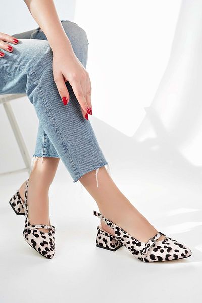 bulutmod Ba04566 Women's Leopard Large Size 4 cm Heeled Shoes