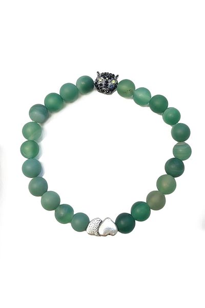 Chavin Men's Bracelet - Elastic and Matte Jade Stone, Ev59