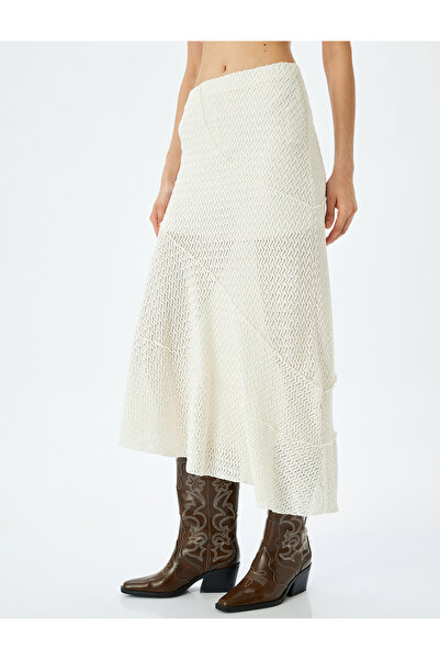 Koton Half lining semi-sheer lacey flared long skirt.