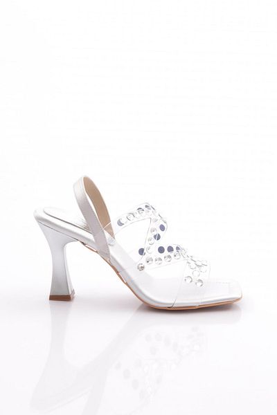 DGN Rochie de seara de dama din satin argintiu Pantofi cu toc - Cravata la spate 2193128