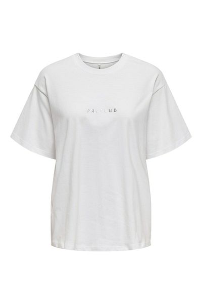 ONLY Tricou alb pentru femei Onlwendy Life S/s Text Detail Top Jrs 15343922-Brightwhi
