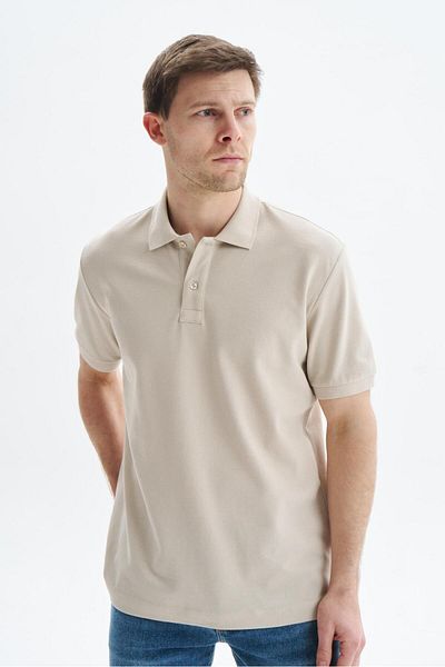 Arma Ανδρικό μπλουζάκι μπεζ Oversize 100% βαμβακερό γιακά πόλο Y 29374870302