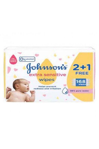 Johnson's Johnson's Baby Wipes Unscented for Sensitive Skin 168 Wipes