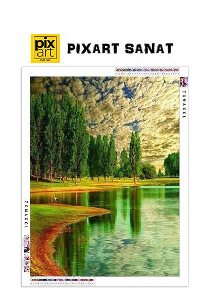 pixartsanat Lake Side 40X60 Pixart Art Diamond Mosaic Painting Diamond Turkey