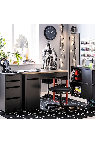 erorex وحدة أدراج بعجلات، أسود-بني، 35×75 سم