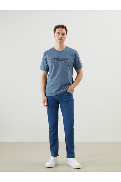 LC Waikiki New Season Crew Neck εμπριμέ χτενισμένο βαμβακερό ανδρικό Tisort - S5K358Z8