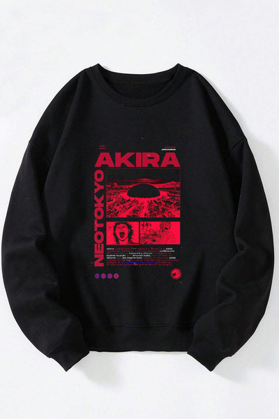 Anetos Netokyo Akira Unisex Negru Guler Rotund Bumbac Sweatshirt