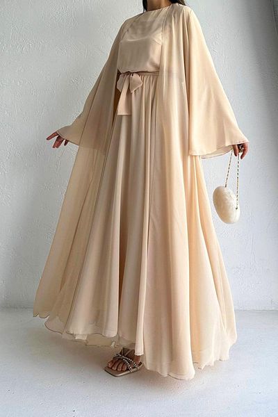 MELEK ARAZ Σετ κρέμα Bella Chiffon Abaya
