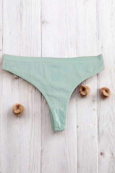gigigiyim Women's Ribbed Thong Panties