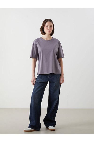 LC Waikiki Lcw Eco Gray Crew Neck Oversize Women's T-Shirt