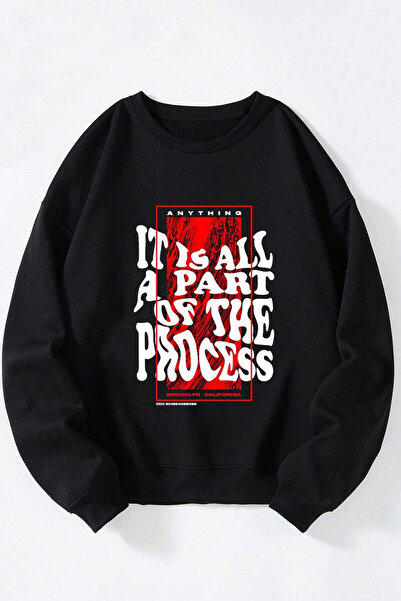 Anetos Este tot parte din procesul unisex negru guler rotund bumbac Swea tricou