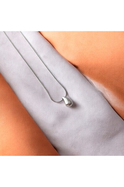 staınless steel Steel Silver Color Drop Necklace
