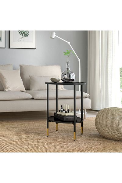 erorex Side table, black/glass black, 45 cm