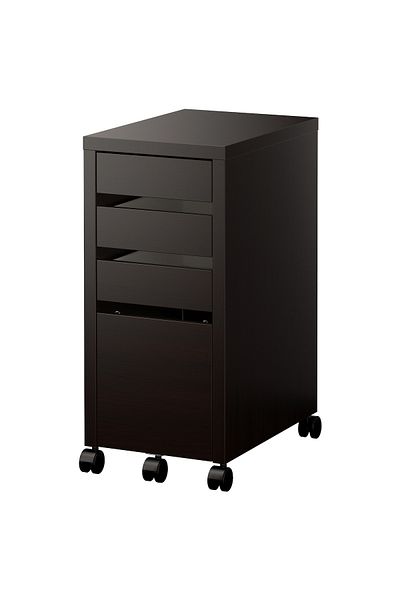 erorex Drawer unit with drop-file storage, black-brown, 35x75 cm