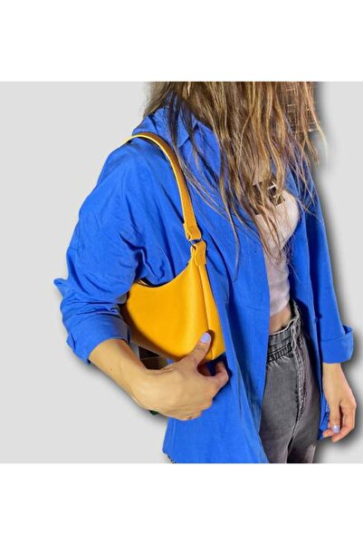 YMZBAG Geantă galbenă de umăr zimțată pentru femei