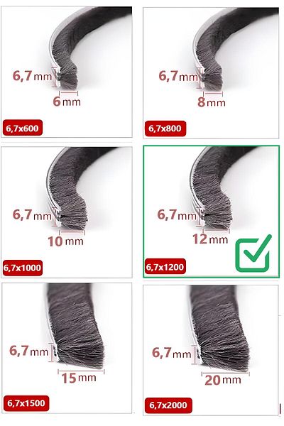BABAWİCK Glass Balcony, Sliding Door Wick, Bristle Wick Base 6.7 Mm, Height 12 Mm, Length 10 Meters 67X1200