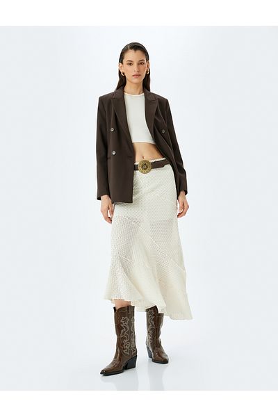 Koton Half lining semi-sheer lacey flared long skirt.