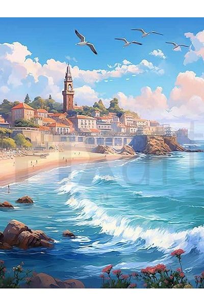 pixartsanat Seaside 30X40 Art Diamond Mosaic Painting from Turkey