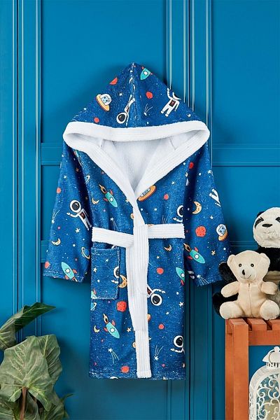 VEVİEN HOME Space Patterned Digital Printed Children's Bathrobe