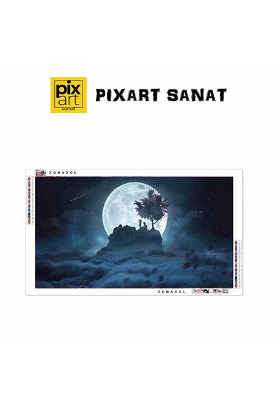 pixartsanat Foggy Full Moon 60X35 Pixart Art Diamond Mosaic Painting Diamond Türkiye