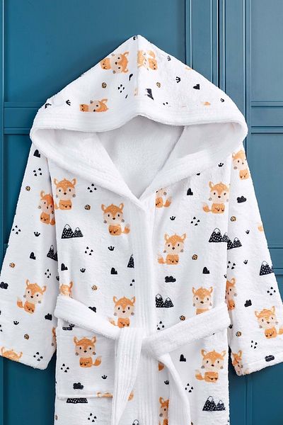 VEVİEN HOME Forest Fox Digital Printed Children's Bathrobe