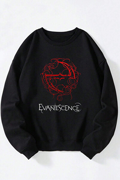 Anetos Φούτερ Evanescence Red Logo Unisex Μαύρο με λαιμόκοψη από βαμβάκι