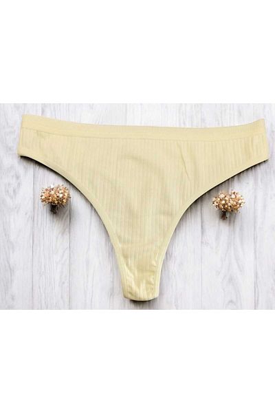 gigigiyim Women's Ribbed Thong Panties
