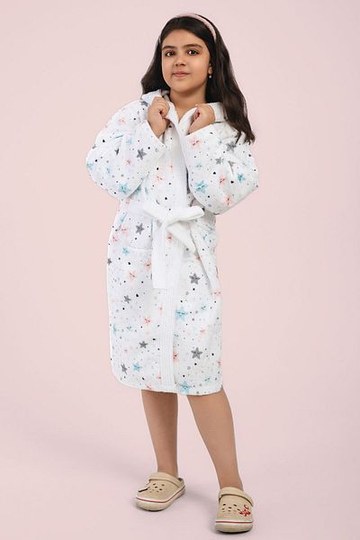 VEVİEN HOME Star Pattern Digital Printed Young Children's Bathrobe