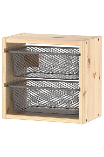 Generic وحدة تخزين حائط، خشب صنوبر مصبوغ باللون الأبيض الفاتح/رمادي غامق، 32x...