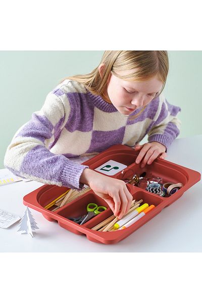 erorex Storage tray with compartments, red, 42x30x5 cm