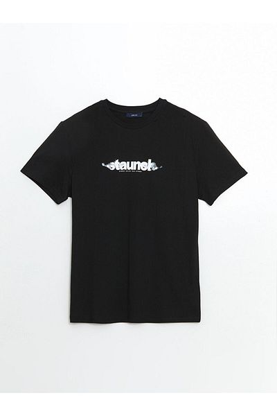LC Waikiki Ανδρικό μπλουζάκι LCW Crew Neck με εμπριμέ χτενισμένο βαμβάκι
