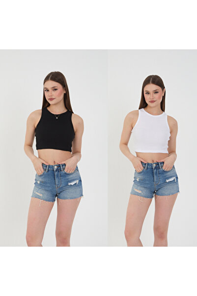 Wearflawless Γυναικεία 2 τεμάχια Πλεκτό Βαμβακερό Πλεκτό Μπλουζάκι Καμισόλα C...