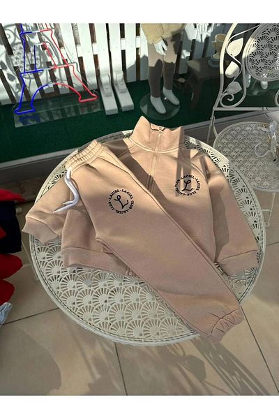 minibambi New Season Grey Club Slogan Light Raised Set de jos și de sus - cu fermoar