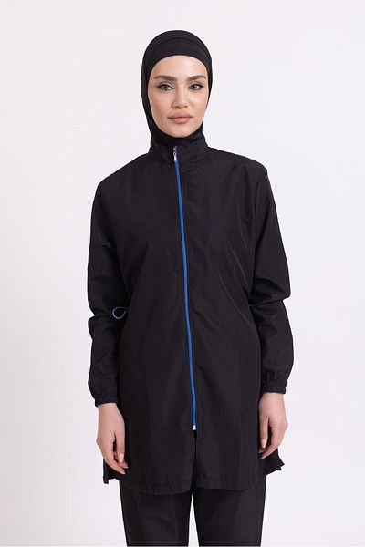Pemilo Women's 23203 Drawstring Parachute Full Hijab Swimsuit Black