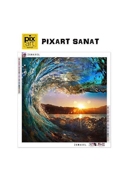 pixartsanat Sunset in the Wave 40X40 Pixart Art Diamond Mosaic Painting Diamond Turkey