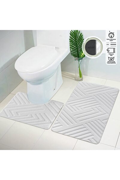 Plato Halı Opqo 2'li Set Premium Banyo Takımı 50x60 (Klozet) - 60x100 Klozet Takımı