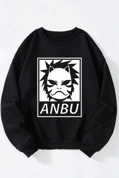 Anetos Naruto Anbu Unisex Negru Guler Rotund Bumbac Sweatshirt