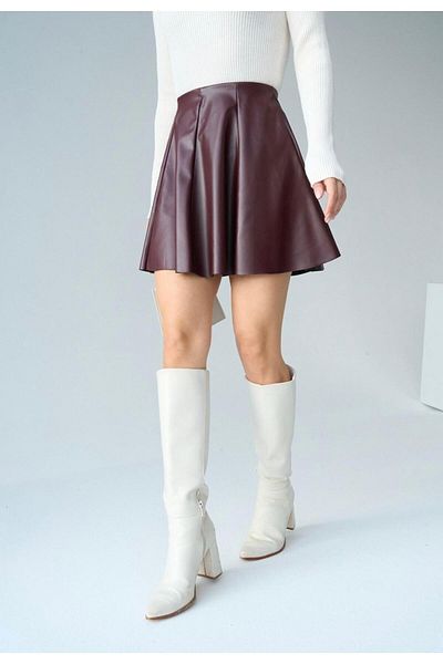 QUE STYLE 241065   Burgundy Leather Skirt
