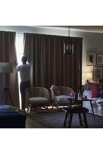 erorex Room darkening curtains, 1 pair, with heading tape/beige, 145x300 cm