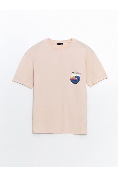 LC Waikiki Ανδρικό μπλουζάκι LCW Crew Neck με εμπριμέ χτενισμένο βαμβάκι