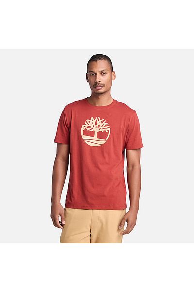 Timberland Men's Kennebec River Tree Logo Red T-Shirt
