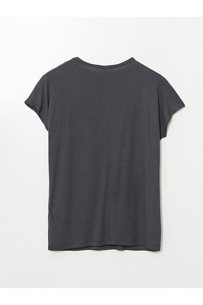 LC Waikiki Lcw Eco Anthracite Crew Neck Print Women's Blouse