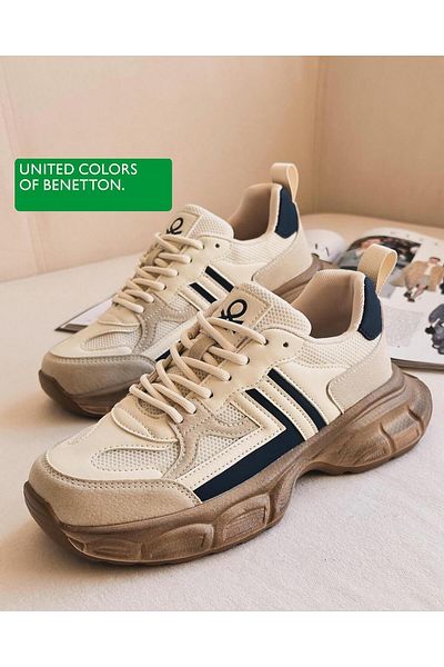United Colors of Benetton BNT-10280 بينيتون، حذاء رياضي نسائي فاخر - بيج