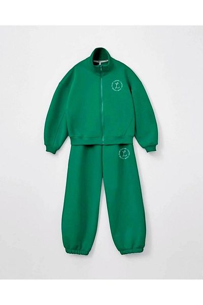 minibambi New Season Grey Club Slogan Light Raised Set de jos și de sus - cu fermoar