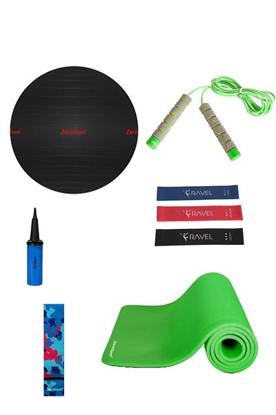 zerokit Pilates Mat 10cm Pilates Ball 55cm Jump Rope Yoga Tire Camo Band in Any Resistance