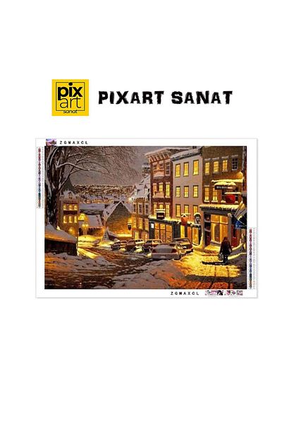 pixartsanat Snowy Neighborhood 50X35 Pixart Art Diamond Mosaic Painting Diamond Turkey