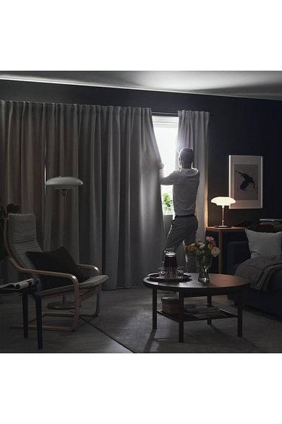 erorex Room darkening curtains, 1 pair, with heading tape/light grey, 145x300 cm