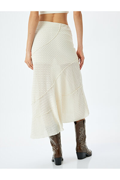 Koton Half lining semi-sheer lacey flared long skirt.