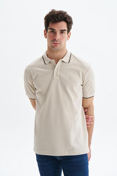 Arma Ανδρικό μπλουζάκι μπεζ Oversize Basic 100% βαμβακερό γιακά πόλο Y 29374870202